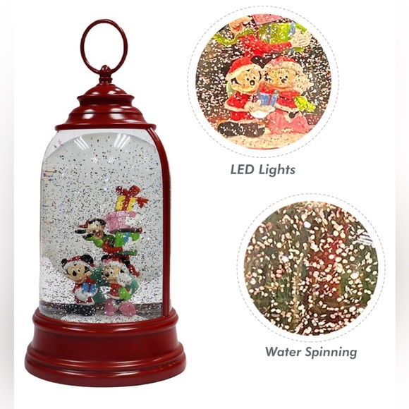 Moments In Time Disney Christmas Water Spinning Snow Globe Lantern New - Picture 5 of 7